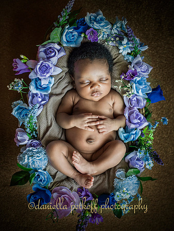 Newborn baby girl blissful sleep